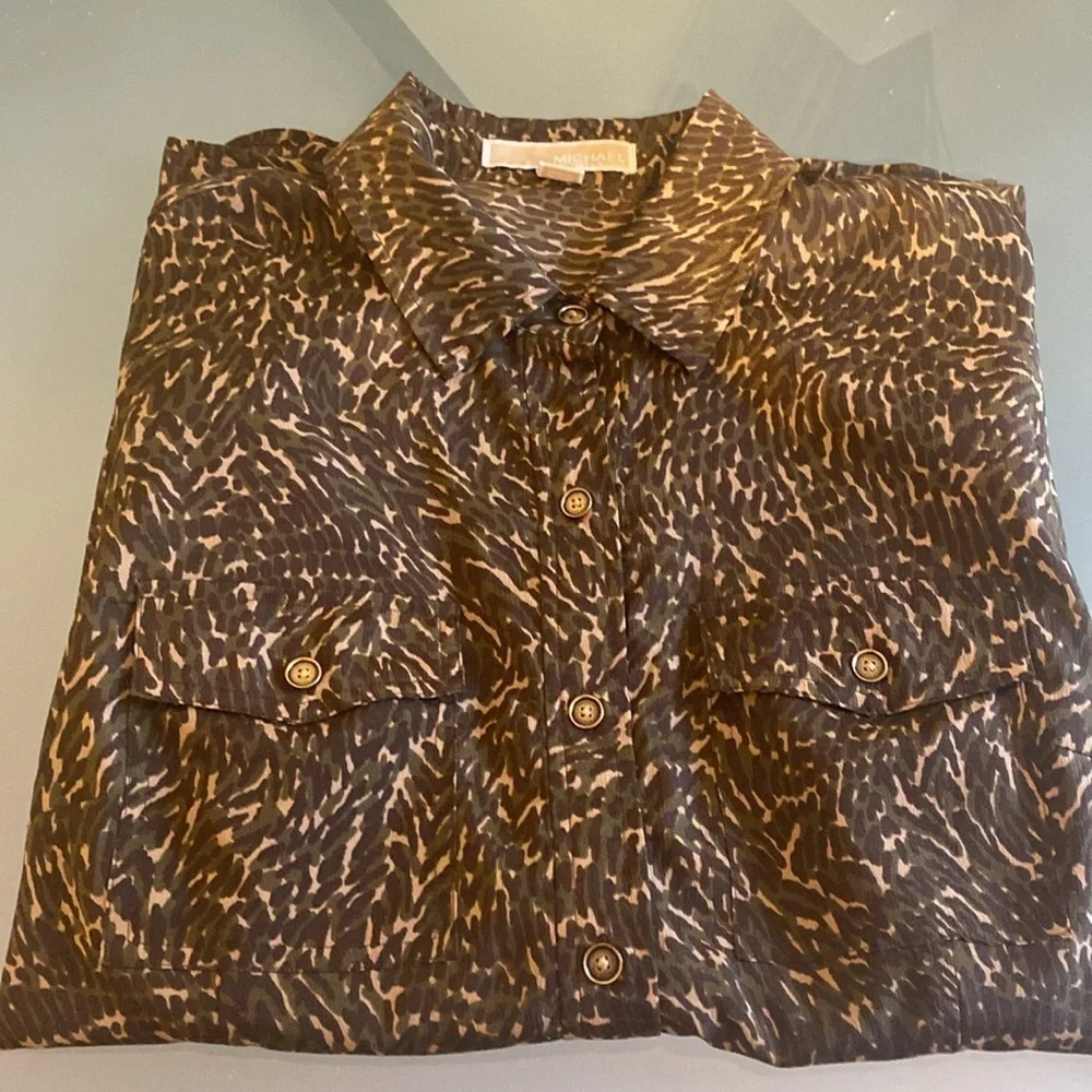 Michael Kors Animal Print Blouse Size 8